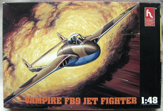 Hobby Craft 1/48 Vampire FB9 Desert Fighter - Iraqi or Zimbabwe Markings, HC1550 plastic model kit